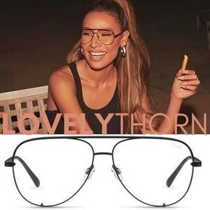 QUAY // lt ed desi collab high key mini 60mm black frame blue light aviators
